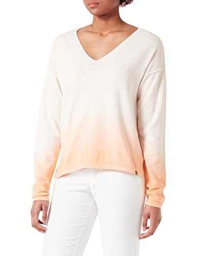 camel active Damen Strickpullover im Dip-Dye-Effekt Weiß-Orange Womenswear-XS von camel active