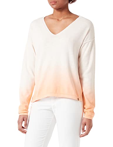 camel active Damen Strickpullover im Dip-Dye-Effekt Weiß-Orange, Womenswear-XS von camel active