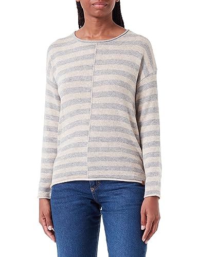 camel active Damen Strickpullover mit Streifenmuster Grau-Beige, Womenswear-XXL von camel active