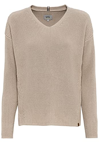 camel active Damen Strickpullover mit V-Ausschnitt Hellbraun Womenswear-M von camel active