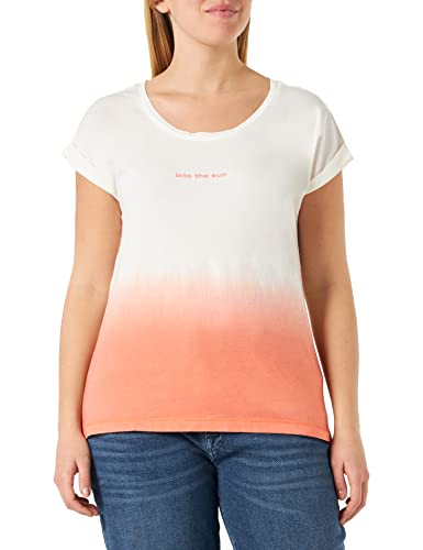 camel active Damen T-Shirt in Dip-Dye Optik Rot-Weiß, Womenswear-L von camel active
