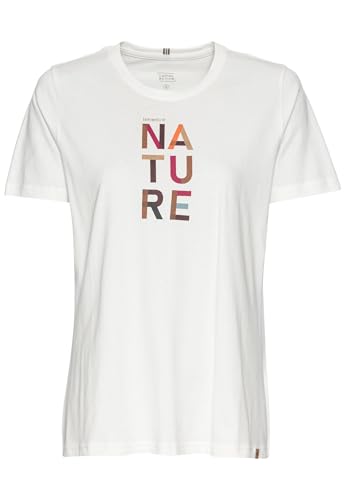 camel active Damen T-Shirt mit Print aus nachhaltigem Organic Cotton Weiß-Rot, Womenswear-XXL von camel active