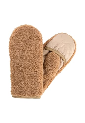 camel active Damen Teddy Handschuhe in einem Materialmix Karamell, womenswear-M von camel active