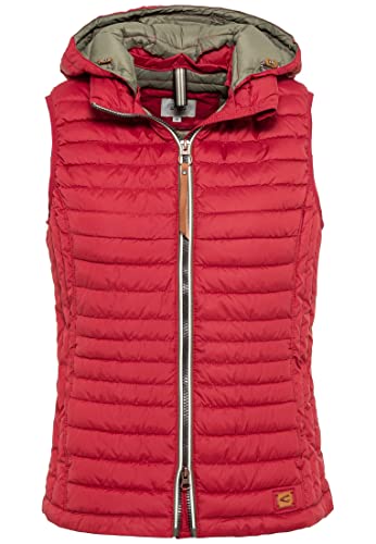 camel active Damen wasser- und windabweisende Steppweste mit abnehmbarer Kapuze in Schwarz, Dunkelblau und Rot Rot womenswear-40 von camel active