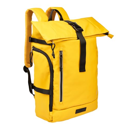 camel active Herren Rolltop-Rucksack aus recyceltem Nylon Gelb, Menswear-L von camel active