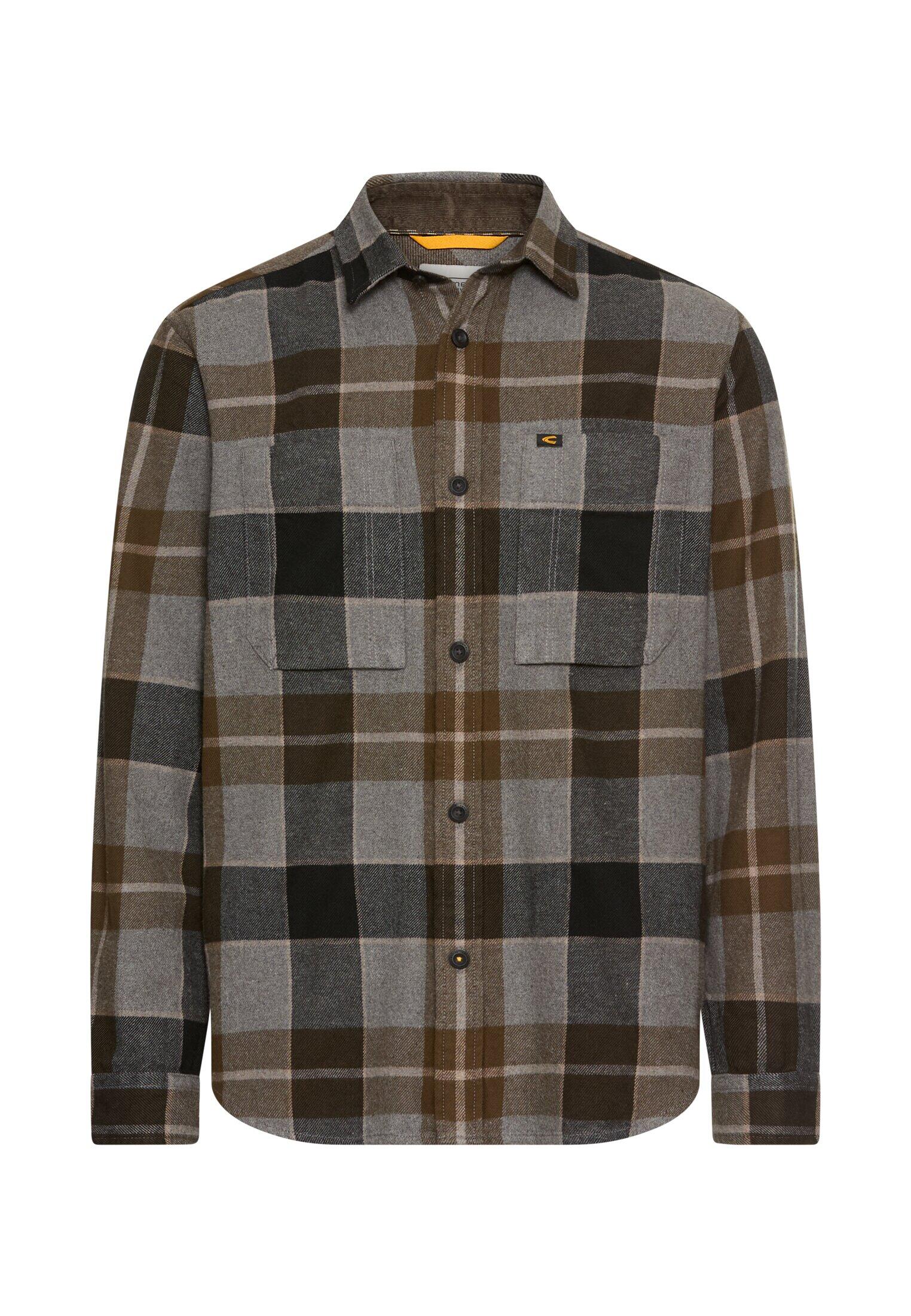 camel active - Flanellhemd mit Kontrastdetails und Brusttaschen asphalt - Gr. - L von camel active