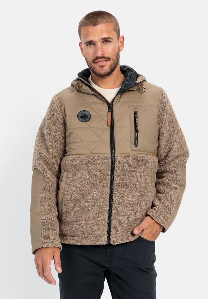 camel active Fleecejacke im Materialmix Langarm Kapuze Badge von camel active