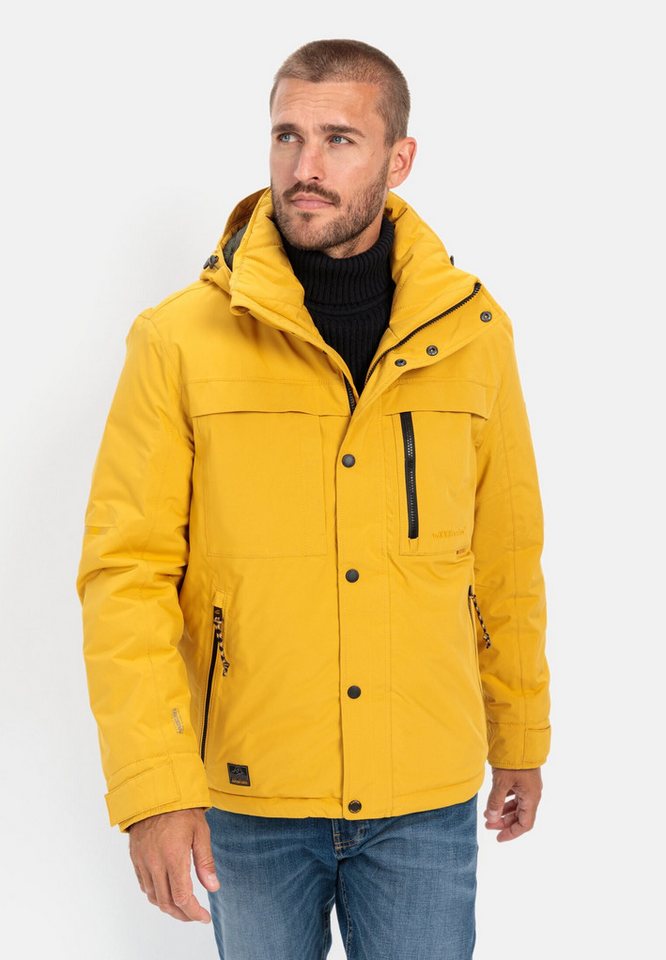 camel active Funktionsjacke mit abnehmbarer Kapuze Langarm Stehkragen Lederimitateinsätze von camel active