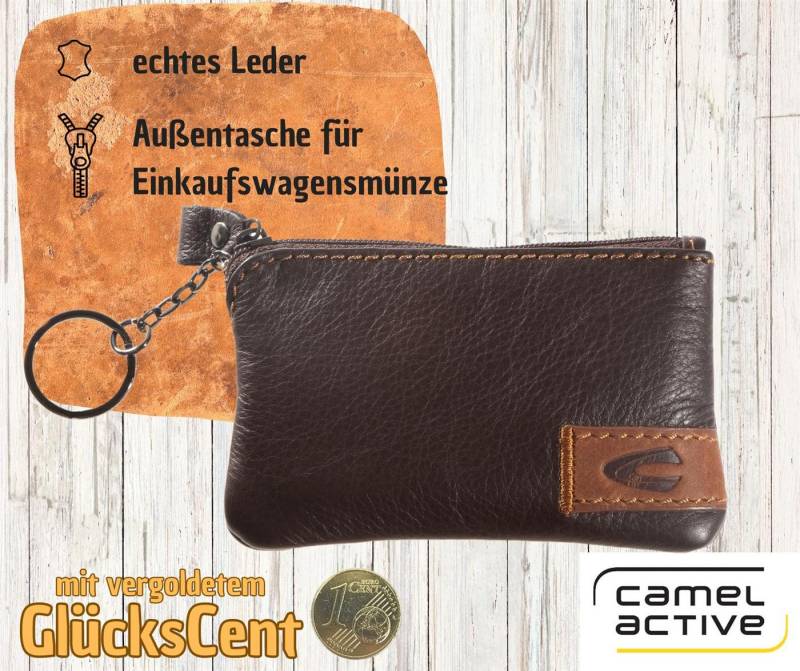 camel active Geldbörse dunkelbraune Lederschlüsseltasche von mit Schlüsselring + Glückscent von camel active