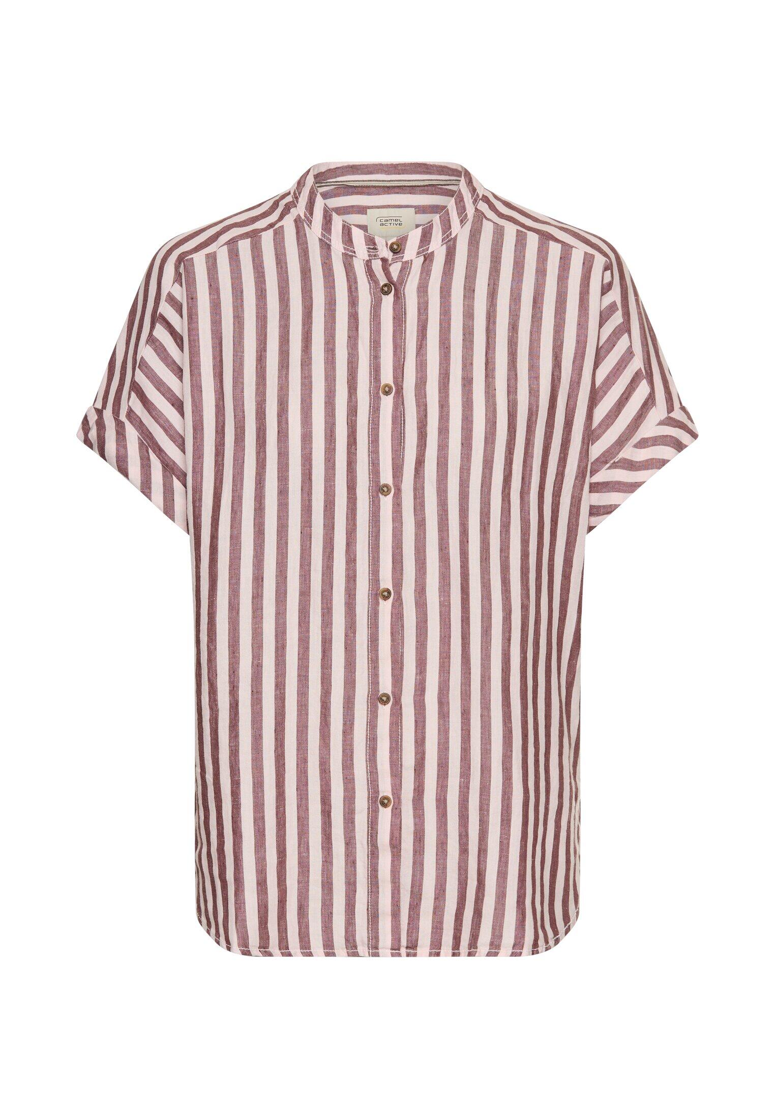 camel active - Gestreifte Bluse aus Leinen-Lyocell-Mix - Gr. - XL von camel active
