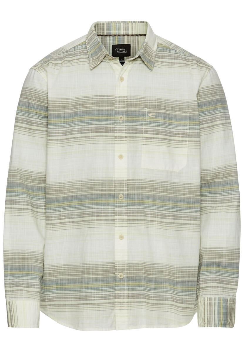 camel active - Gestreiftes Hemd aus reiner Baumwolle grün - Gr. - XL von camel active
