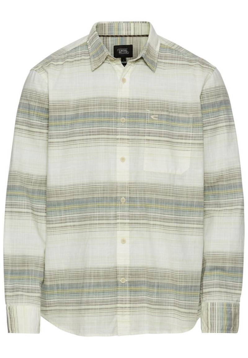 camel active - Gestreiftes Hemd aus reiner Baumwolle grün - Gr. - XL von camel active