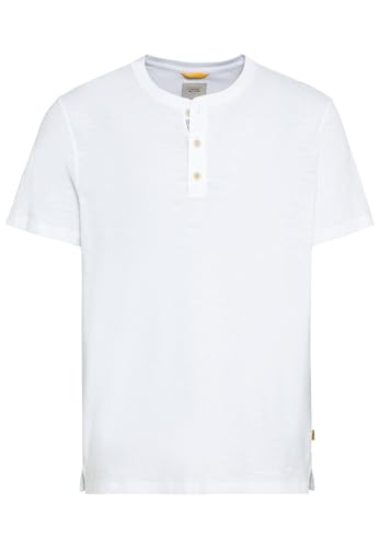 camel active Herren Kurzarm Henleyshirt aus Reiner Baumwolle Weiß, Menswear-M von camel active