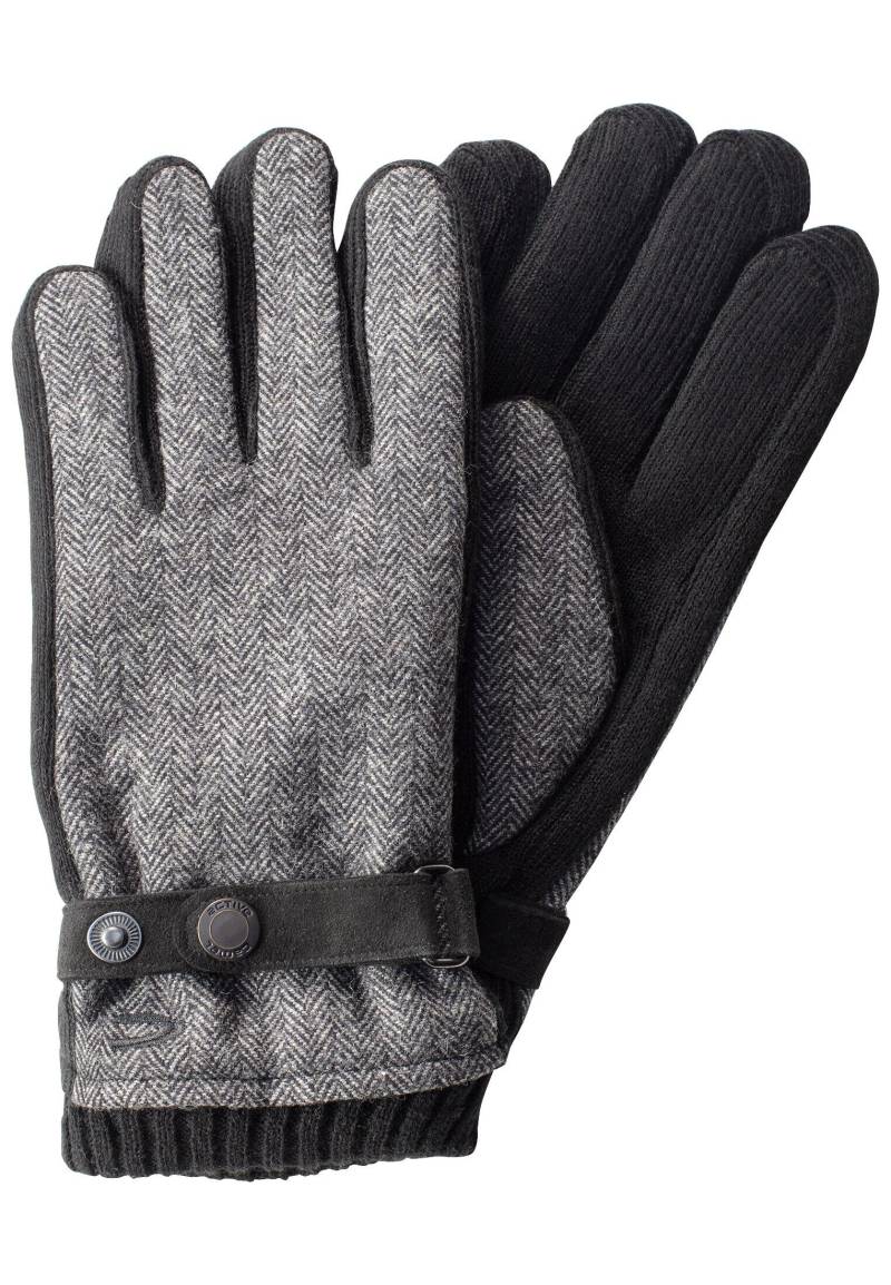 camel active - Handschuhe mit Lederriemen in Wolloptik cold grey melange - Gr. - XL von camel active