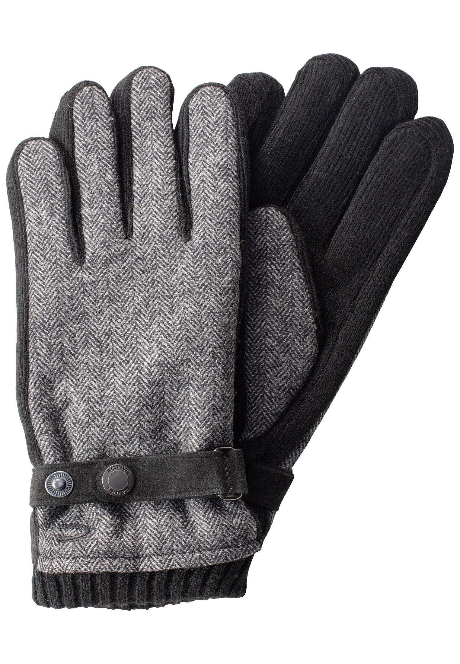 camel active - Handschuhe mit Lederriemen in Wolloptik cold grey melange - Gr. - XXL von camel active