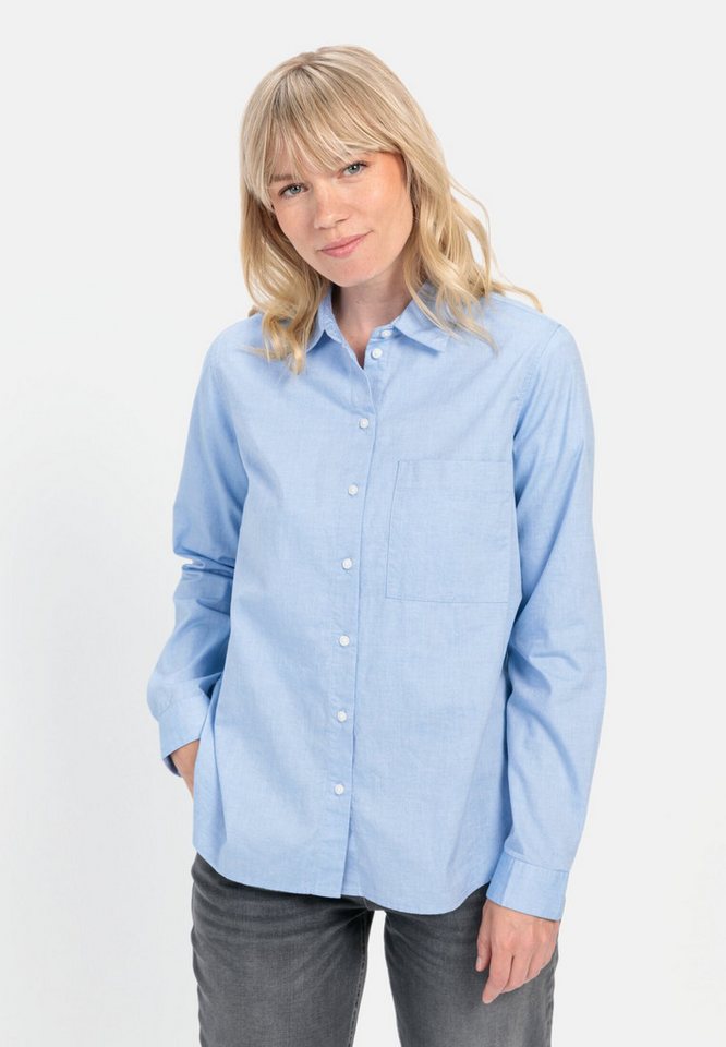 camel active Hemdbluse aus reiner Baumwolle Langarm Kentkragen unifarben von camel active