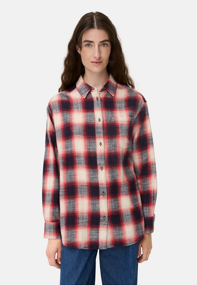 camel active Hemdbluse mit Brusttasche Langarm Kentkragen kariert von camel active