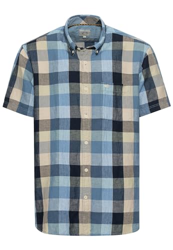 camel active Herren Karohemd aus Leinenmix Blau-Beige Menswear-XXL von camel active