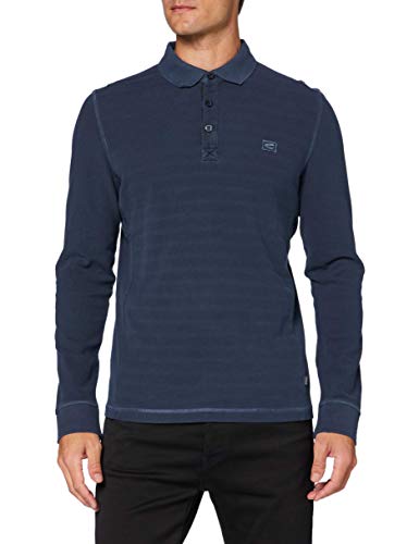camel active, Herren Langarm Polohemd Poloshirt Pique Leicht Angerauht Marineblau XL von camel active
