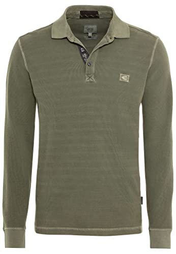 camel active, Herren Langarm Polohemd Poloshirt Pique Leicht Angerauht Khaki XXL von camel active