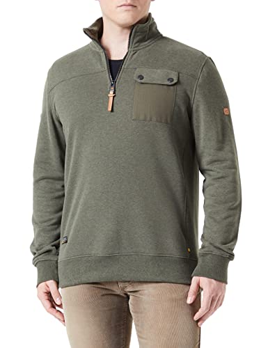 camel active Herren Sweatshirt Troyer mit Stehkragen Oliv Menswear-L von camel active