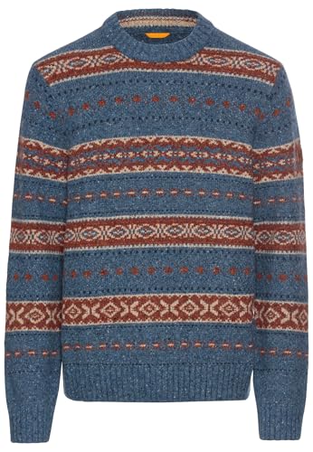 camel active Herren Rundhals Pullover mit Kontraststreifen Blau-Rot, Menswear-XL von camel active