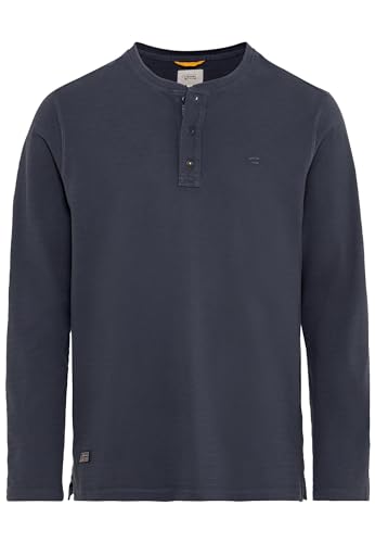 camel active Herren Henley Langarmshirt aus Reiner Baumwolle Dunkelblau, Menswear-S von camel active