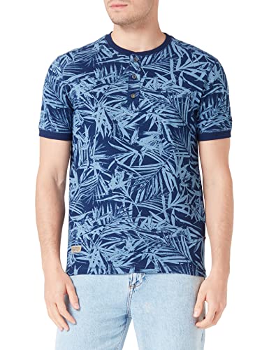 camel active Herren Henley Shirt mit Allover-Print Blau Menswear-XXL von camel active