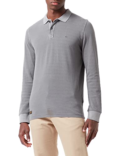 camel active Herren Langarm-Poloshirt aus Reiner Baumwolle Grau Menswear-S von camel active