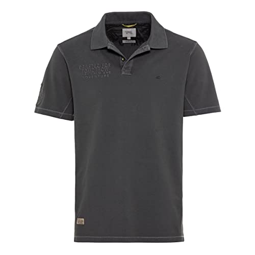 camel active Herren Piqué Poloshirt mit Stickerei aus Reiner Baumwolle T-Shirt, Grau, XL von camel active