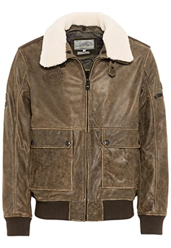 camel active Herren Piloten-Lederjacke mit abnehmbaren Kragen Braun menswear-52 von camel active