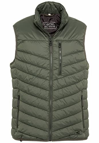 camel active Herren Steppweste mit Stehkragen sowie elastische Abschlüsse an Ärmellöchern Grün menswear-50 von camel active