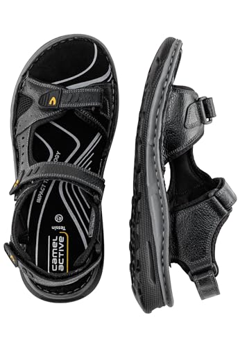 camel active Herren Trekkingsandale aus echtem Leder Schwarz, menswear-43 von camel active