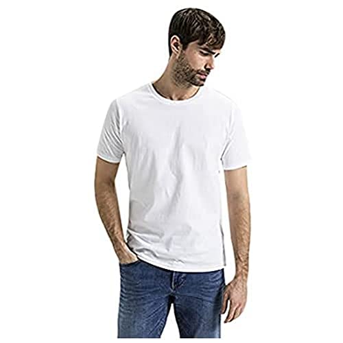 camel active Herren Basic Kurzarm T-Shirt mit Rundhalsausschnitt aus Reiner Baumwolle Weiß, Menswear-XXL von camel active