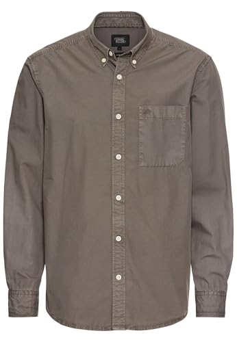 camel active Herren Baumwollhemd mit Brusttasche | Langarmhemd aus Baumwolle im Regular Fit | Grau, Menswear-M von camel active