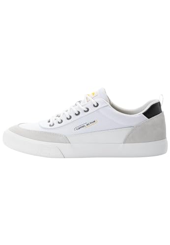 camel active Herren Canvas Sneaker mit Lederbesatz Weiß menswear-43 von camel active