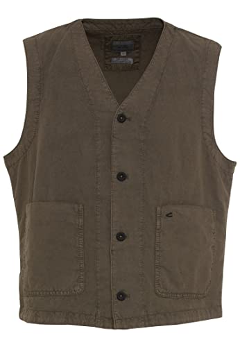 camel active Herren Casual Weste aus einem Baumwoll-Leinenmix Oliv Braun menswear-50 von camel active