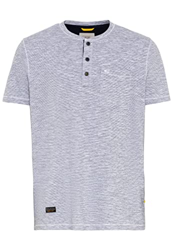 camel active Herren Henleyshirt aus Reiner Baumwolle Weiß-Blau Menswear-M von camel active