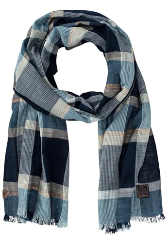 camel active Herren Karierter Schal aus reiner Baumwolle Blau, menswear-OS von camel active