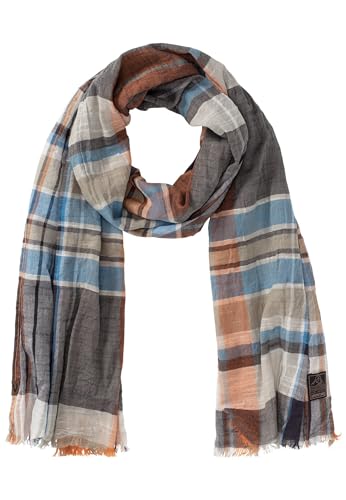 camel active Herren Karierter Schal aus reiner Baumwolle Orange-Blau, menswear-OS camel active Herren Karierter Schal aus reiner Baumwolle Orange-Blau, menswear-OS von camel active