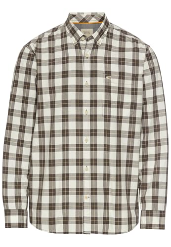 camel active Herren Hemd im Regular Fit | Kariertes Langarmhemd aus 100% Baumwolle Grau, Menswear-XXL von camel active