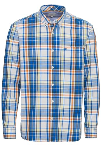 camel active Herren Kariertes Langarmhemd aus Reiner Baumwolle Blau menswear-3XL von camel active