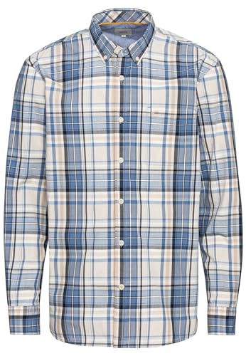 camel active Herren Kariertes Langarmhemd aus Reiner Baumwolle Hellblau, Menswear-XXL von camel active