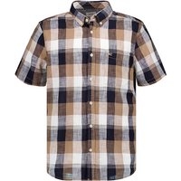 camel active Herren Kurzarmhemd blau/braun Baumwolle von camel active
