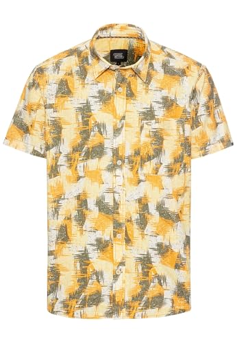 camel active Herren Kurzarmhemd mit Strukturmuster Gelb, Menswear-XL von camel active
