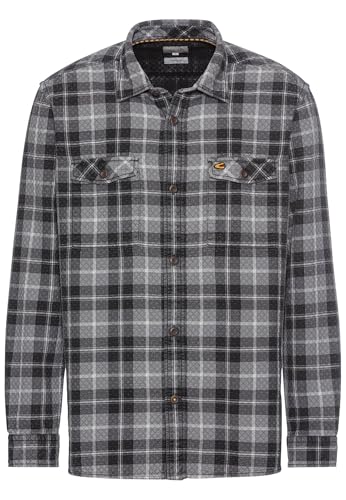 camel active Herren Langarm Hemd Regular Fit aus Baumwolle Schwarz-Grau, menswear-3XL von camel active