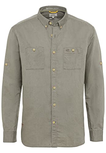 camel active Herren Langarm Hemd aus einem Leinen-Baumwollmix Khaki Menswear-M von camel active