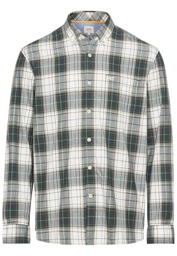 camel active Herren Langarm Hemd im Karomuster aus Reiner Baumwolle Grün-Weiß, Menswear-XL von camel active