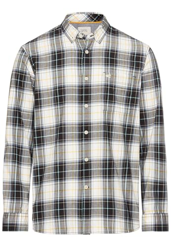 camel active Herren Langarm Hemd im Karomuster aus Reiner Baumwolle Schwarz-Weiß, Menswear-XXL von camel active
