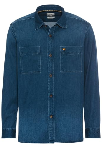 camel active Herren Langarm Hemd im Regular Fit aus Baumwolle Nachtblau, Menswear-M von camel active
